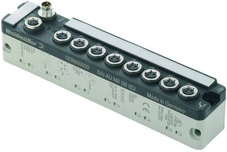 Weidmüller SAI-AU M8 SB 8DI 1938600000 Sensor/Aktorbox aktiv, M8-Verteiler mit Metallgewinde, Grau - Bild 1