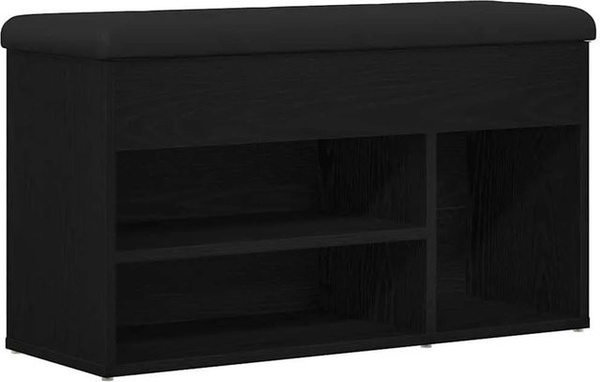 vidaXL Schuhbank mit Regal in Schwarz aus Holzwerkstoff, B/T/H: 80 x 30 x 45 cm
