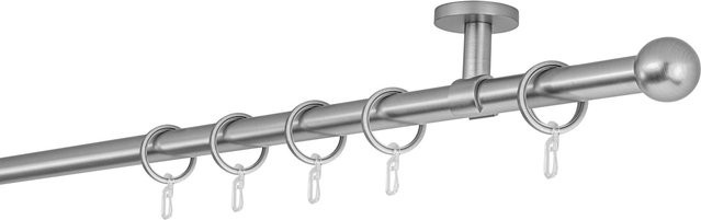 ONDECO Deckenträger Classic Vorhangstange 1-läufig in Edelstahl-Optik, Silber, Länge: 390 cm - Bild 1