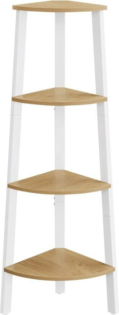 Vasagle Eckregal im Industrial-Design, Farbe Weiß/Eiche, B/T/H: 33,4 x 33,4 x 125 cm - Bild 1