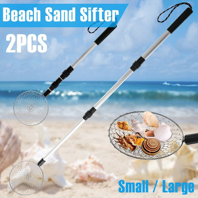 Adifare Strand-Sandsieb und Teleskop-Muschelschaufel in Silber - Bild 1