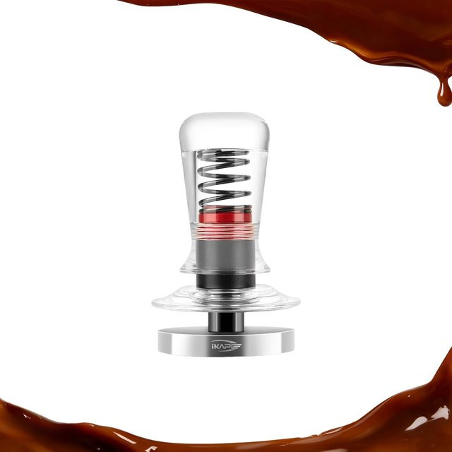 IKAPE Kaffeestampfer V2 Transparent Federbelastet mit Edelstahl-Sockel Kalibriertes Espresso-Werkzeug - Bild 1