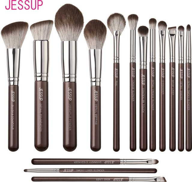 Jessup Make-up-Pinsel-Set, 15-teilig, braun, vegan - Bild 1