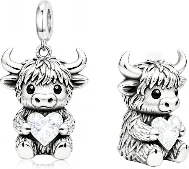 SilJew Anhänger, Highland Bull, Kupfer, Silber, Verspielt - Bild 1