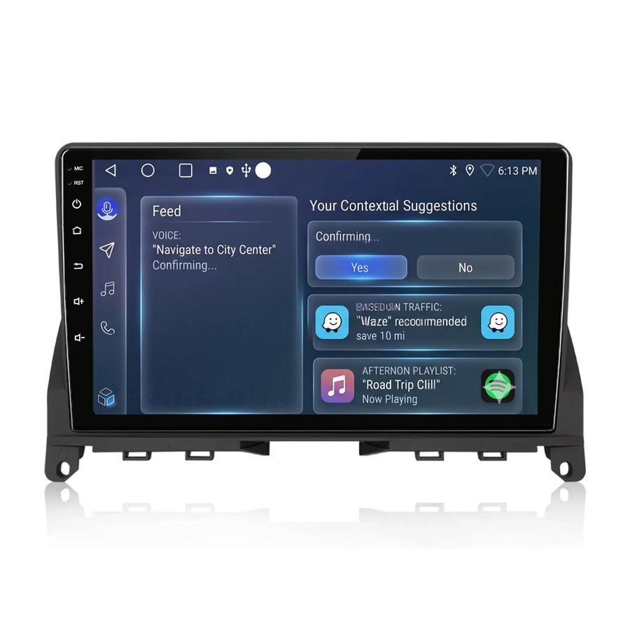 Junsun Autoradio mit 10 Zoll Display, 6 GB RAM, 128 GB Speicher, Bluetooth, GPS und Wi-Fi für Mercedes Benz C-Klasse W204 (2006 bis 2011), Schwarz - Bild 2