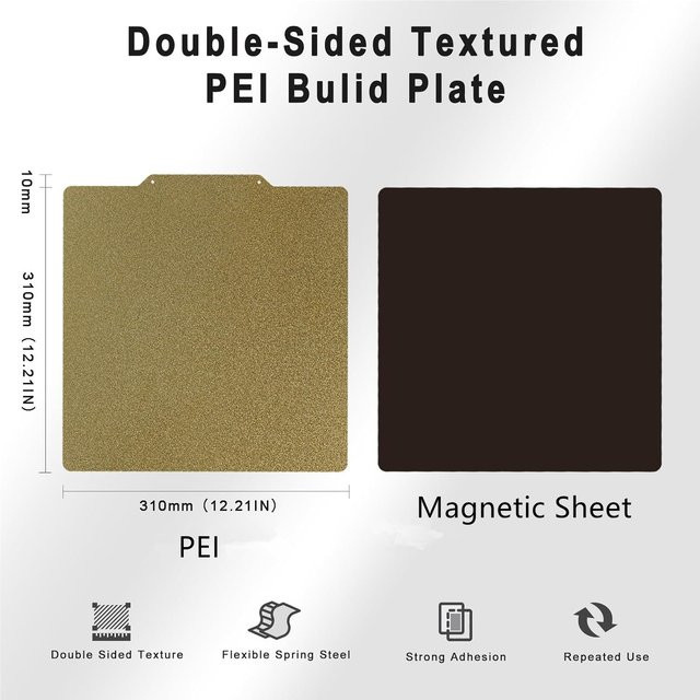 Geeetech strukturierte PEI-Bauplatte aus Federstahl für A10, A20, A20T und A30 3D-Drucker, flexibel und abnehmbar, Durchmesser: 235 mm, 260 mm oder 310 mm - Bild 1