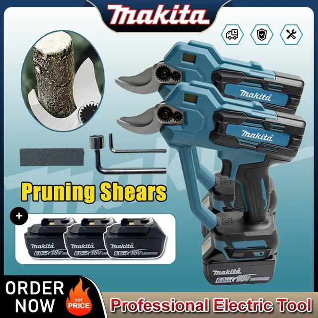 Makita Akku-Gartenschere mit bürstenlosem Motor, kabellose Astschere für 18V-Akkus, blau - Bild 1