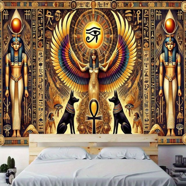 VIKAMA Wandteppich mit ägyptischem Horusauge in Multicolour, orientalischer Wandteppich als exotische Wanddekoration, B/H: 40 x 40 cm - Bild 1