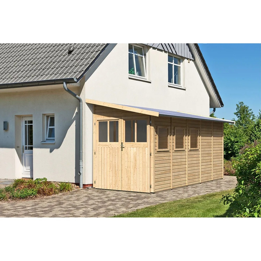 Karibu Holz-Gartenhaus Kristiansund mit Pultdach in Natur, Unbehandelt, B: 439 cm, T: 230 cm, H: 178 cm - Bild 2
