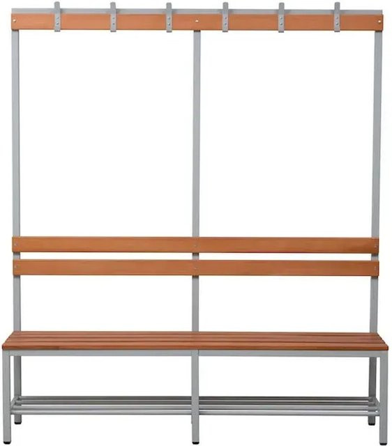 PROREGAL Sitzbank Seal mit Rückenlehne, Hakenleiste und Schuhrost in Braun, H x B x T: 40 x 160 x 40 cm - Bild 1