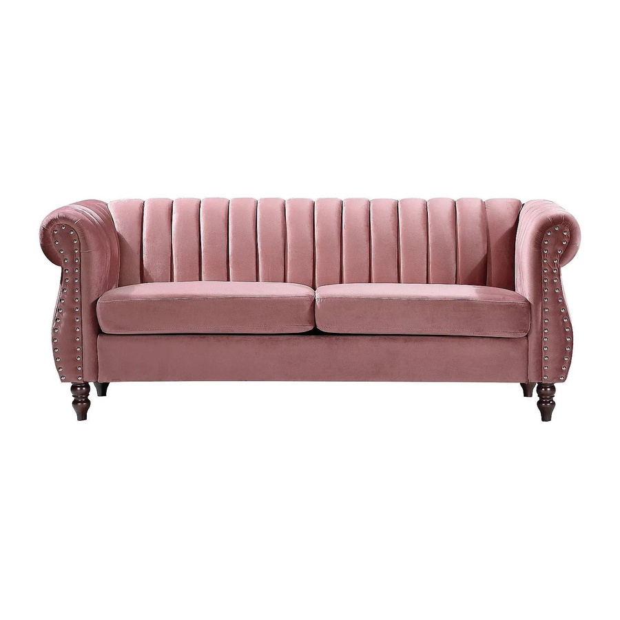 Vente-unique Sofa Trumbo Chesterfield in Puderrosa mit Samtbezug, Breite: 195 cm - Bild 2