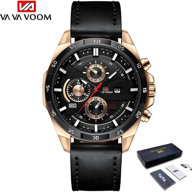 VA VA VOOM Armbanduhr Chronograph, Quarz, Edelstahl, Leder, Herren - Bild 1