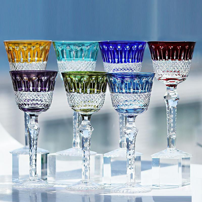 Edo Kiriko Champagnerflöte Yiran Furniture handgefertigtes Mehrfarbiges Hockglas mit Geschenkbox, Volumen: 140ml-230ml - Bild 1