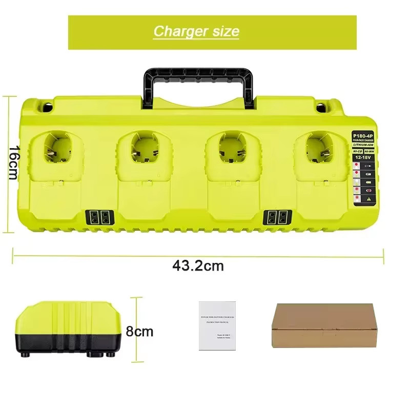 Ryobi Ersatzladegerät für Ni-CD, Ni-MH und Li-Ion Akkus 12V, 14,4V und 18V, Schnellladegerät 3A, Gelb - Bild 2