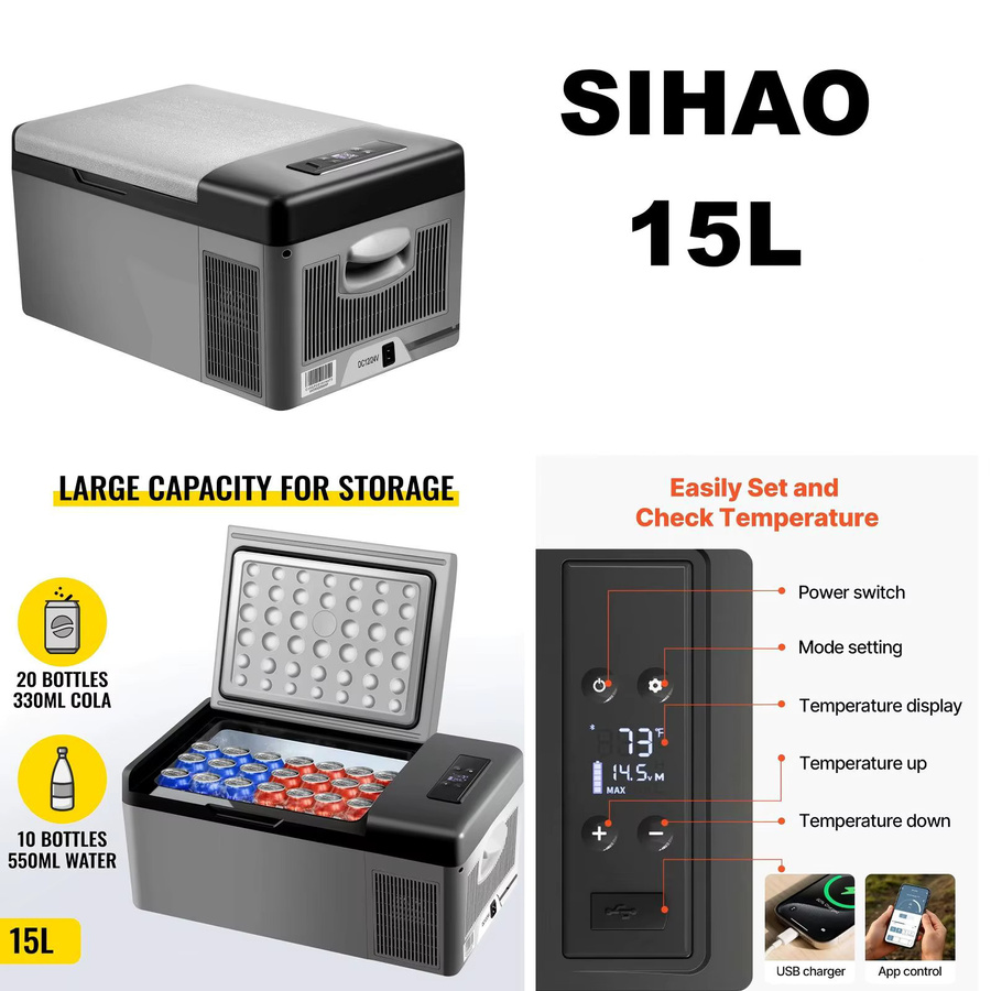 SIHAO Tragbarer Auto-Kühlschrank Elektrische Kühlbox für Camping und Roadtrips in Grau - Bild 2
