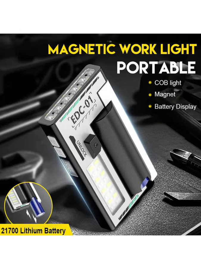 JIASHUAIXIN Dual-Light wiederaufladbare Notfalllampe mit superheller LED COB, 3000 mAh Akku, Digitalanzeige und 6 Modi, Schwarz - Bild 7