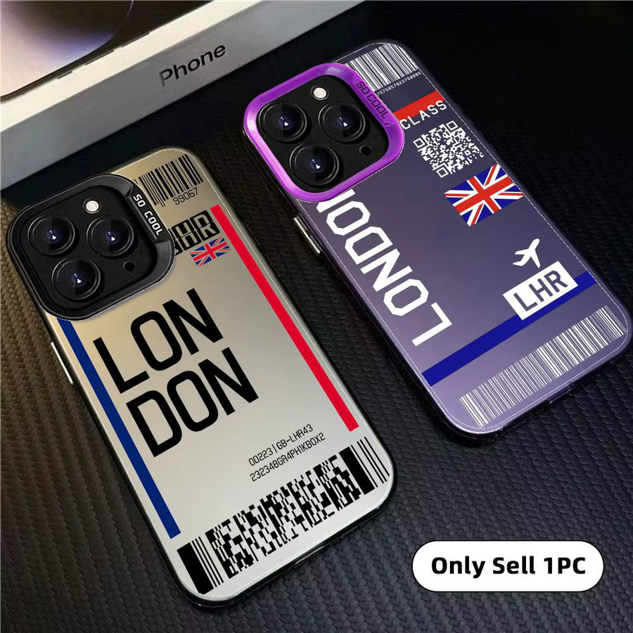 Designer Handyhülle Flugticket Großbritannien für Apple iPhone 17 16 15 14 13 12 11 Pro Max Matt Laser Aurora Funda - Bild 3