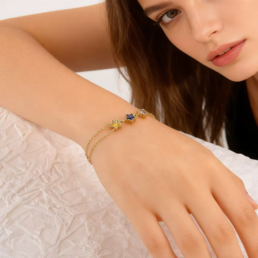 JeeMango Doppelarmband, Edelstahl, Gold, Zirkonia, Damen - Bild 2