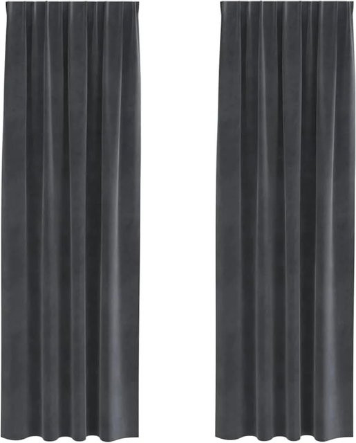 vidaXL Vorhänge aus Samt in Hellgrau, 2er-Set, Verdunkelungsvorhänge, Breite: 140 cm, Höhe: 245 cm - Bild 1