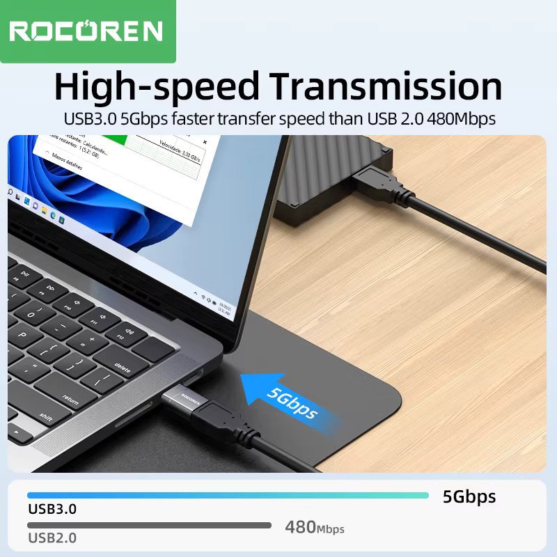 Rocoren OTG Adapter USB Typ C auf USB A 3.0 Konverter für MacBook Samsung S22 S21 und Android Geräte - Bild 2