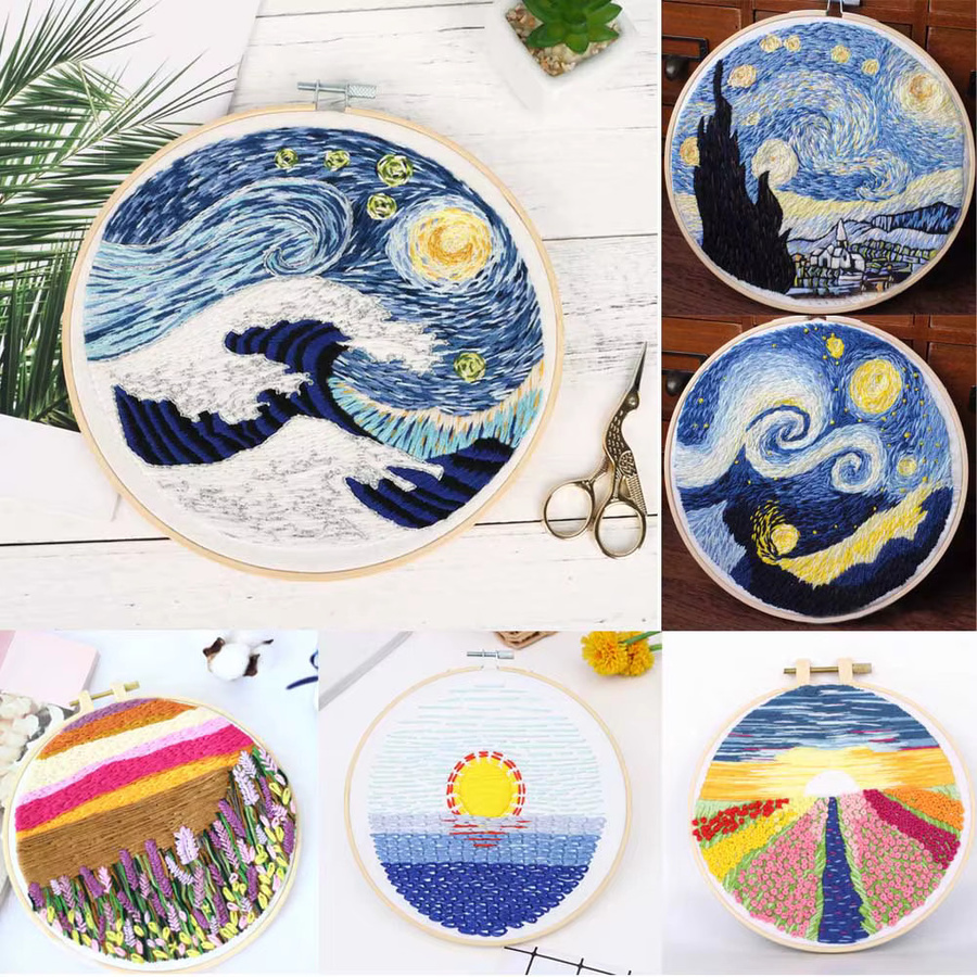 DIY Stickerei Starter Kit mit Stickstoff, bunten Fäden, Werkzeugen, Mustern und Anleitung für Kreuzstich in Mehrfarbig - Bild 2