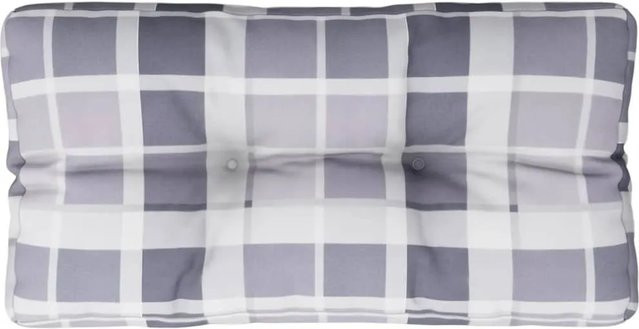 vidaXL Palettenkissen Grau Kariert aus Polyester, B/T/H: 80 x 40 x 12 cm - Bild 1