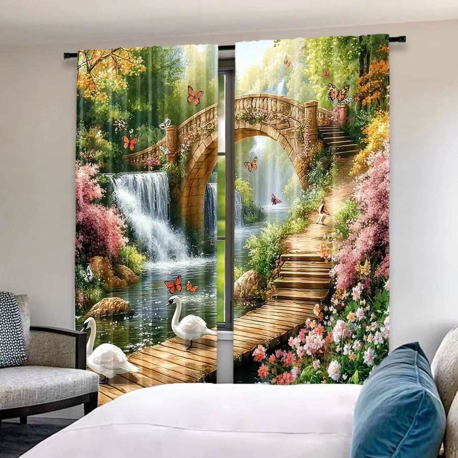FairyBridge 2er-Set Weihnachtsvorhänge aus Polyester mit klassischem 2D-Flachdruck in Multicolor - Bild 3