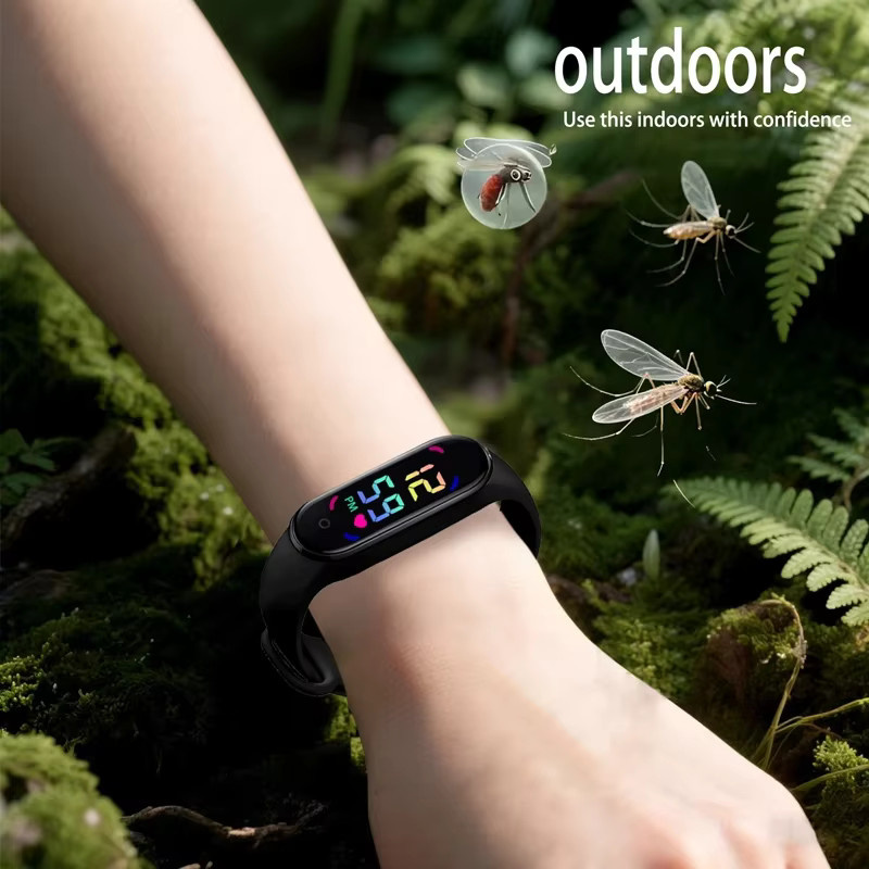 Lenovo Ultraschall-Mückenabwehr-Armband Smartwatch mit LED-Display und Touchscreen für Kinder in Grün und Schwarz - Bild 3