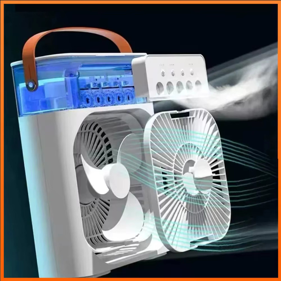 XMSJ 3-in-1 Tragbarer Verdunstungsluftkühler Mini Desktop-Nebelventilator mit LED-Licht als Luftbefeuchter in Weiß oder Grün - Bild 2