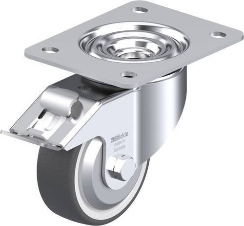 Blickle Lenkrolle LK-POTH 100G-3-FI-FA mit Feststeller in Silber und Grau, Rad-Durchmesser: 100 mm, Tragfähigkeit: 300 kg - Bild 1