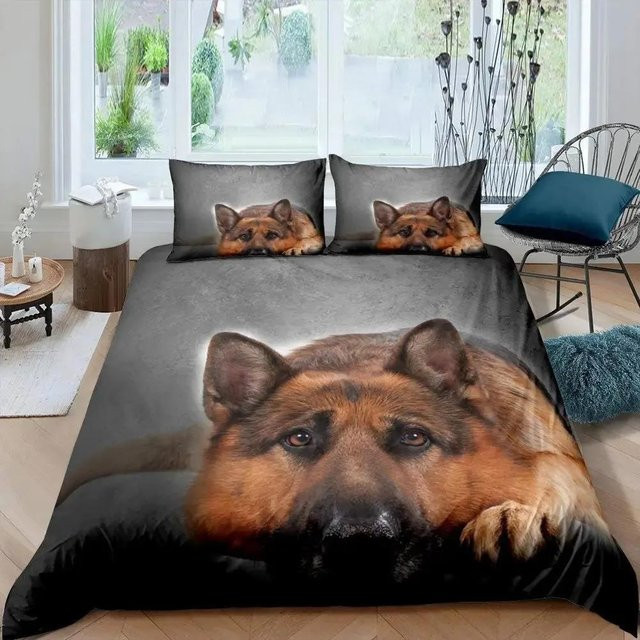 Lodestar Bettwäsche Set Schäferhund mit Deckenbezug und Kissenbezug, Grau, Microfaser, B/H: 140 x 210 cm - Bild 1