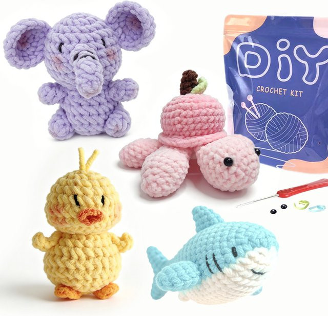 YAMAXIN 4-teiliges Häkelset für Anfänger mit Tier-Amigurumi-Motiven - Bild 1