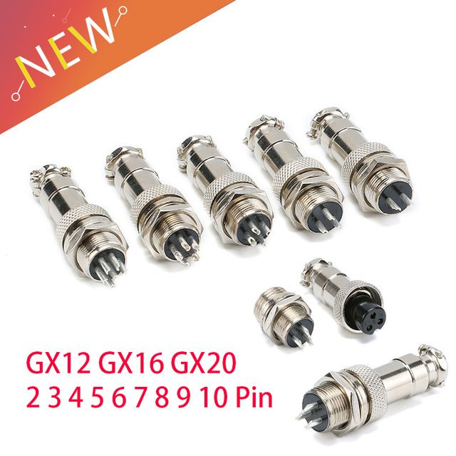 Your Cee GX12 GX16 Luftfahrt-Stecker in Silber, kreisförmiger Stecker für 2 bis 10 Pins, männlich und weiblich zur Kabelverbindung - Bild 1