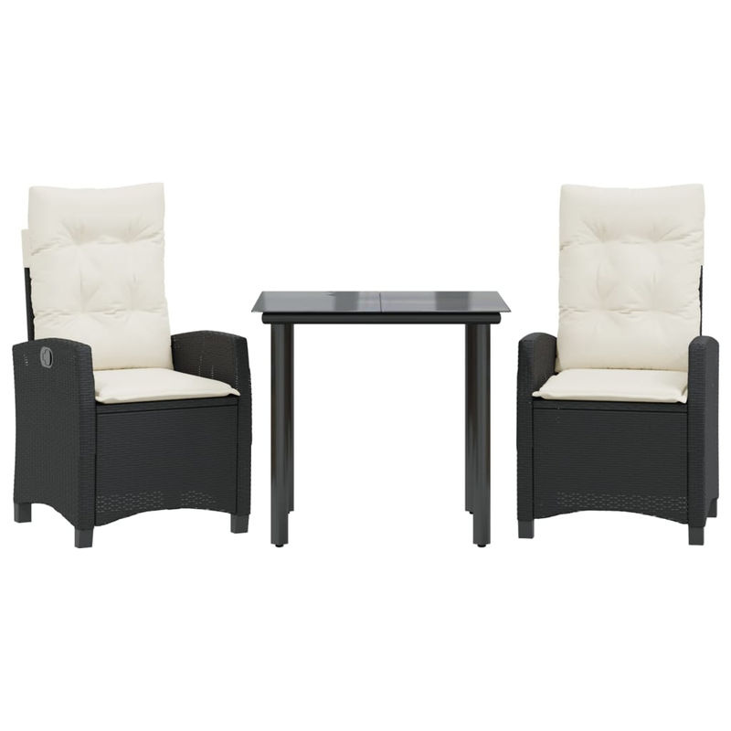 Vidaxl Gartenmöbel-Set aus Polyrattan mit Kissen, 3-teilig, Schwarz - Bild 3