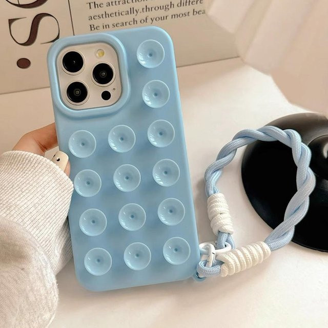 Rutschfeste und stoßfeste Silikon Handyhülle mit Saugnapf für Apple iPhone 11 bis iPhone 17 Pro Max in Blau - Bild 1