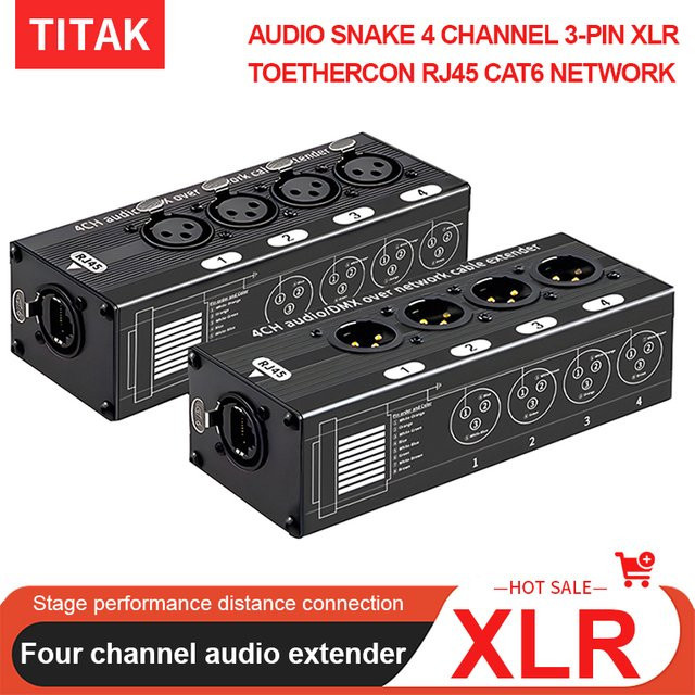 TITAK Multi-Netzwerk-Empfängerkabel RJ45 CAT5 zu 4-Kanal 3-Pin XLR Stecker und Buchse in Schwarz für Bühne und Aufnahmestudio - Bild 1