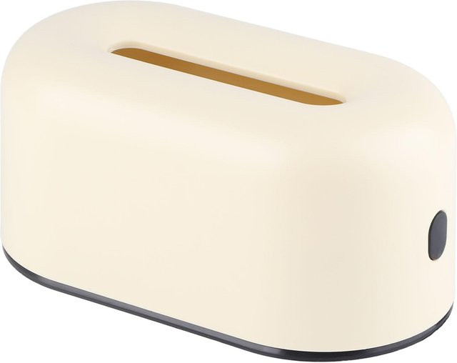 Wasserdichter Taschentuchboxhalter aus Kunststoff von CosyHome in Cremegelb und Weiß mit weiter Öffnung - Bild 1