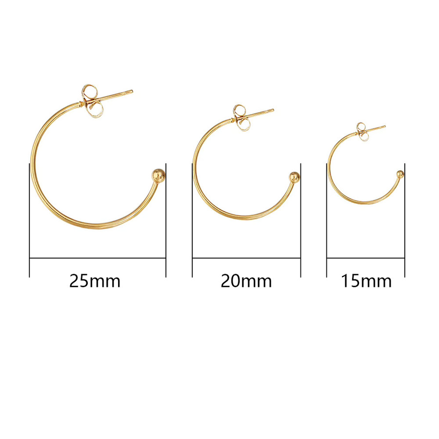 Ohrringe Edelstahl, Gold, C-förmig, 15-25mm, Unisex - Bild 1
