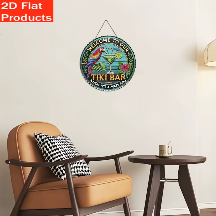 Potdemiel Retro-Tiki-Bar-Rundschild aus Holz, Mehrfarbig, Durchmesser: 20 cm - Bild 4