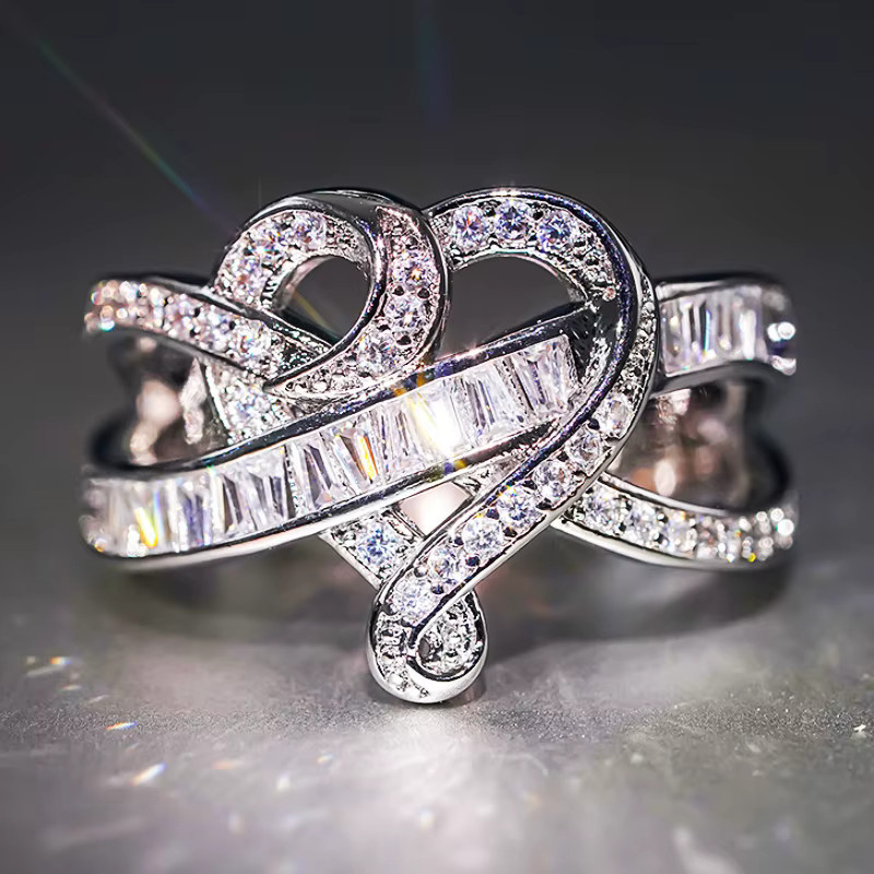 Huitan Ring Herz-Design, Zirkonia, Silber, Damen - Bild 2