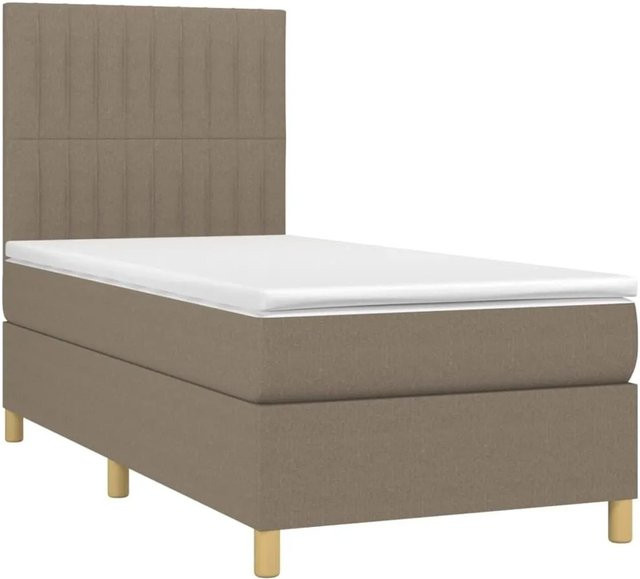 vidaXL Boxspringbett Hybrid mit Matratze und LED-Unterbettbeleuchtung in Taupe, B/T/H: 90 x 193 x 118 cm - Bild 1