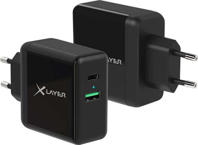 XLayer Netzteil mit USB QC3.0 und 5V/2.4A in Schwarz - Bild 1