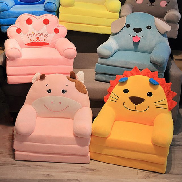 Faltbares Kindersofa in Blau mit Schaumstofffüllung als gemütlicher Sitzstuhl und Schlafbett für das Kinderzimmer - Bild 1