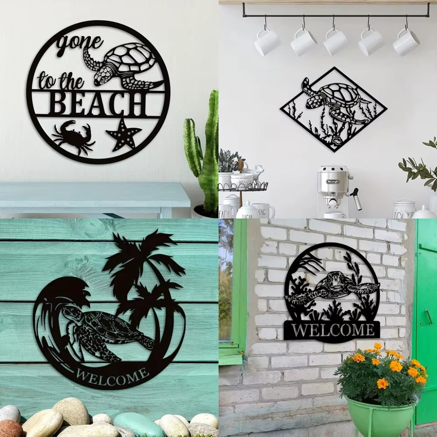 CIFBUY Wanddekoration Meeres-Schildkröte aus Metall als Wandbehang im Strand-Design - Bild 4