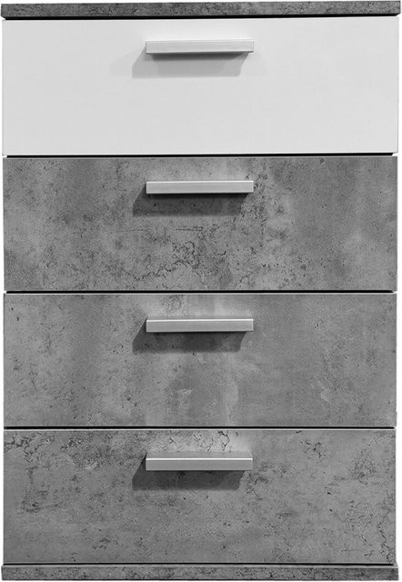 HTI-Living Nachtkommode Nina mit 4 Schubladen in Weiß und Beton-Optik, B/T/H: 38 x 45 x 70 cm - Bild 1