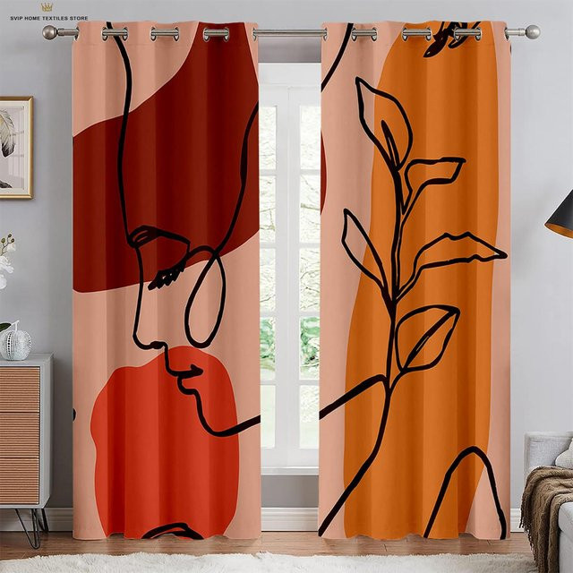 Yiran Furniture Vorhänge mit modernem runden Textur-Design, 2 Paneele, halbtransparent, Mehrfarbig, B: 50 cm, H: 130 cm - Bild 1
