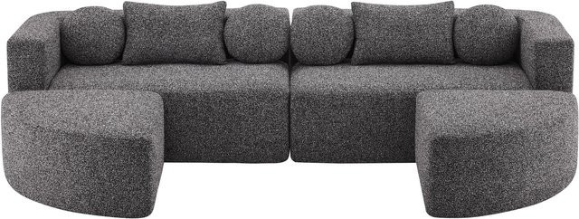 Modulare Schlafcouch von RN Store mit Schlaffunktion, Taschenfederkern und Stoffbezug in Schwarz und Grau, B/T/H: 292 x 165 x 68 cm - Bild 1