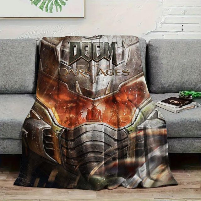 My City Home Flanelldecke mit DOOM Aufdruck, Mehrfarbig, B/T: 130 x 150 cm - Bild 1