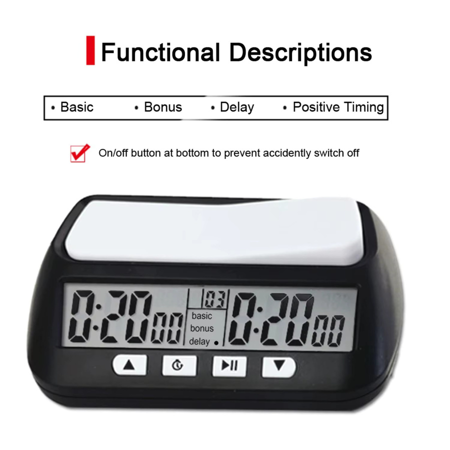 TINSOL 3-in-1 Multifunktionaler Tragbarer Professioneller Schachuhr Digitaler Schach-Timer, Spiel-Timer - Bild 3