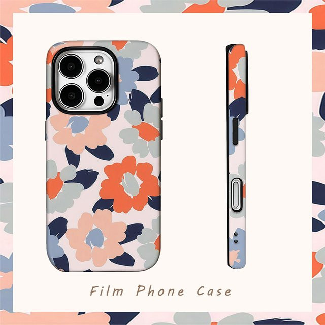 Handyhülle mit pastellfarbenem Blumenmuster für iPhone Modelle mit doppellagiger Rückseite von Potdemiel in Multicolour - Bild 1